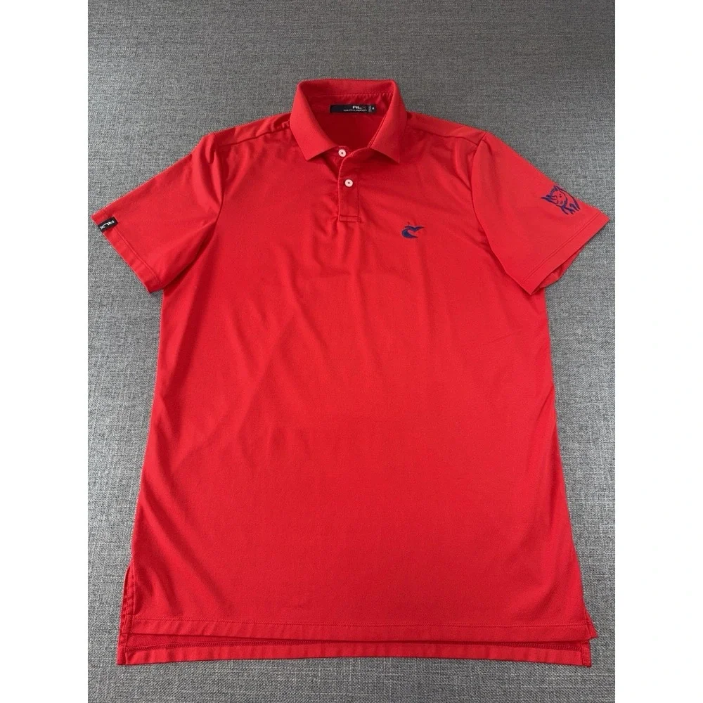 RLX Ralph Lauren Polo Shirt Men's Medium Red Golf Performance Short Sleeve Logo
